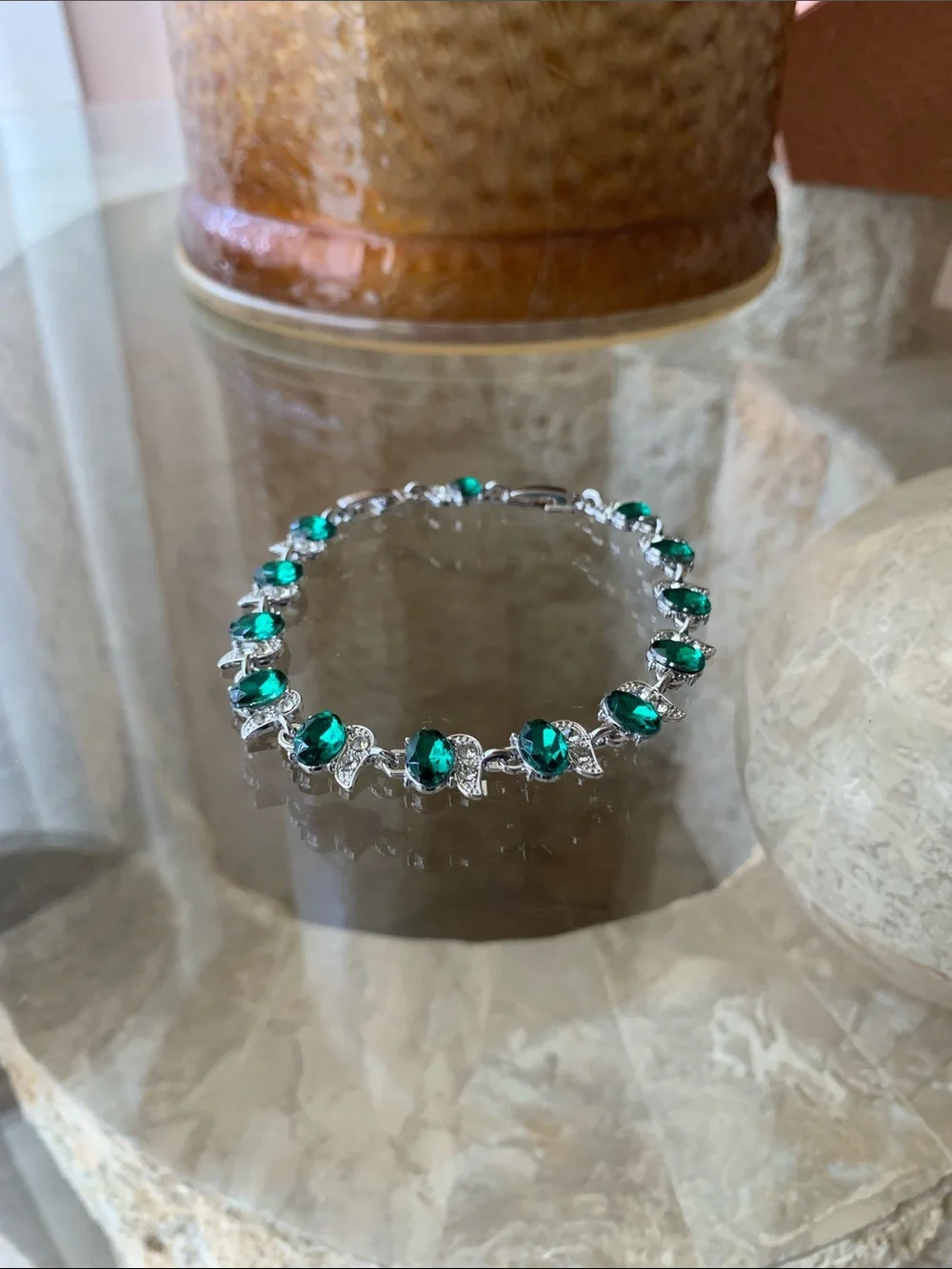 Emerald Green Crystal Tennis Bracelet
